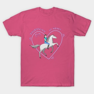 Cute Equestrian at Heart Girl and Horse Love Anime T-Shirt